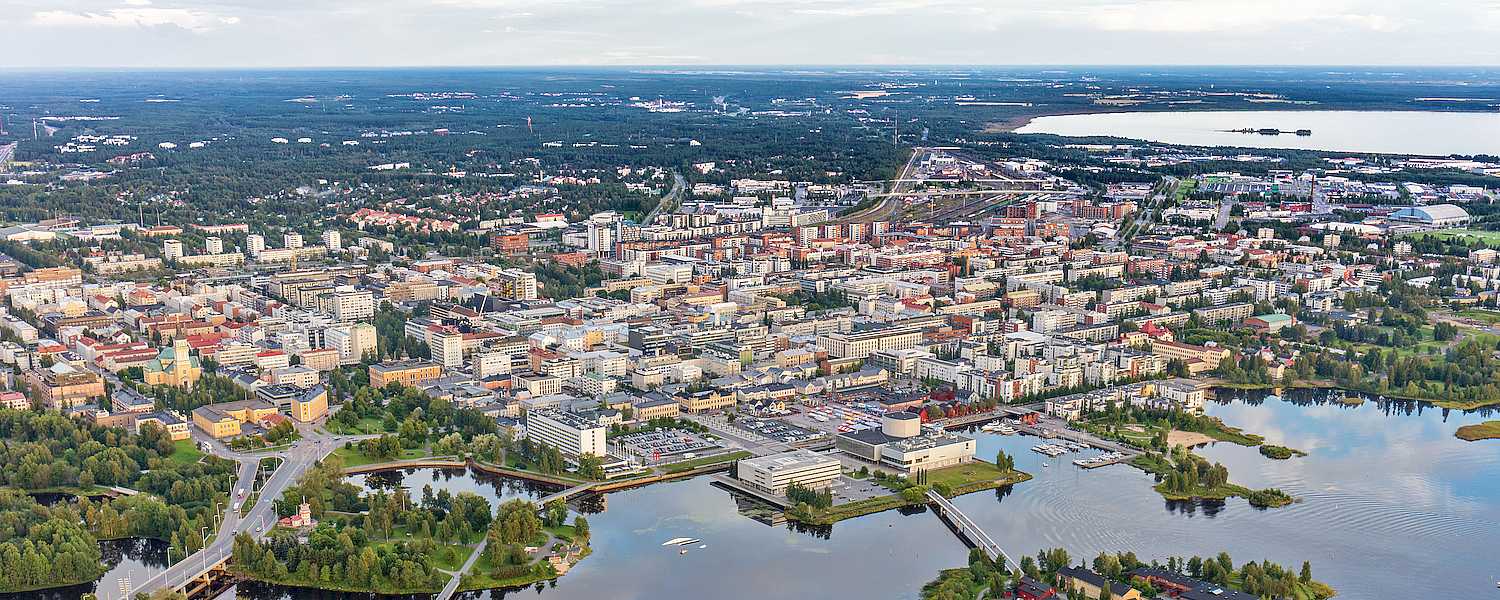An aerial picture of Oulu city